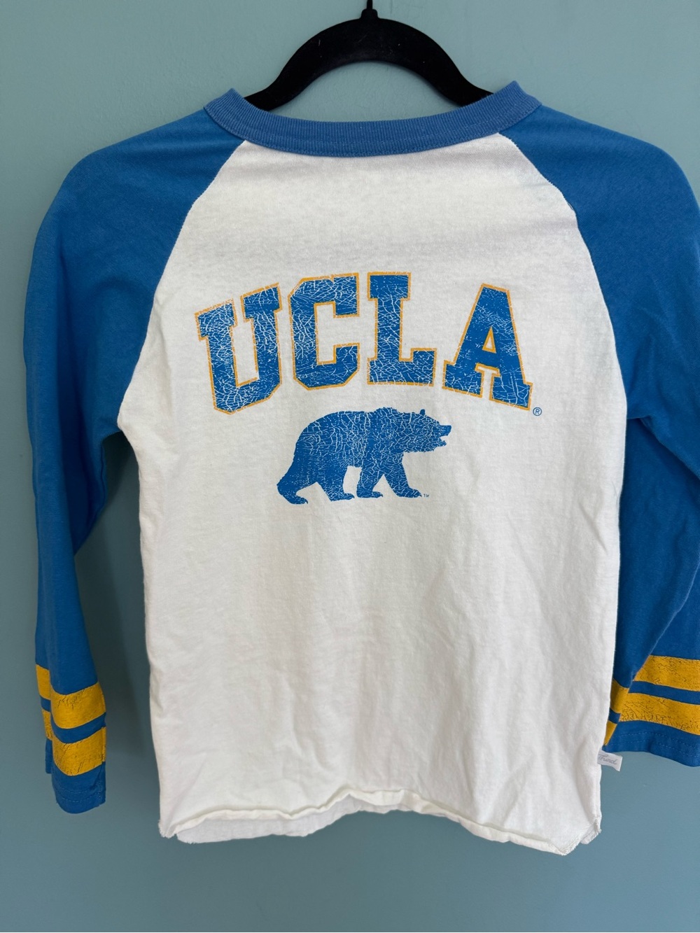 UCLA Kids Long-Sleeve Raglan Tee in Blue and White